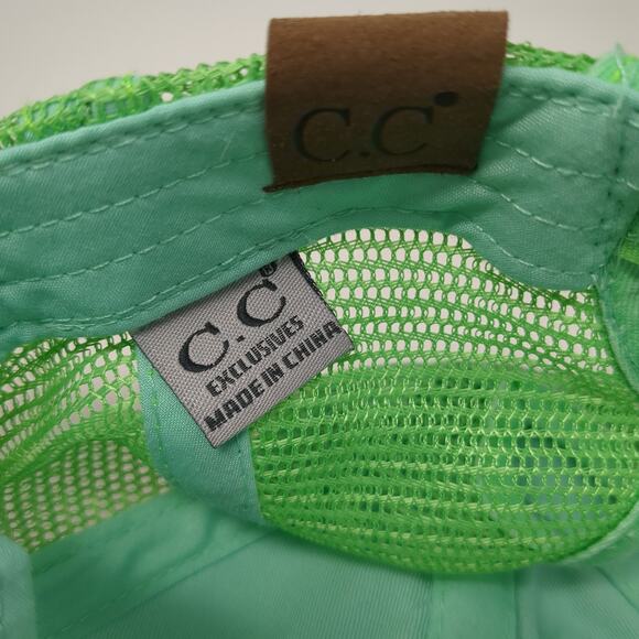 Idaho Strapback Mesh Back Trucker Hat Green One Size C.C Pony Caps W/Tags - Picture 10 of 11